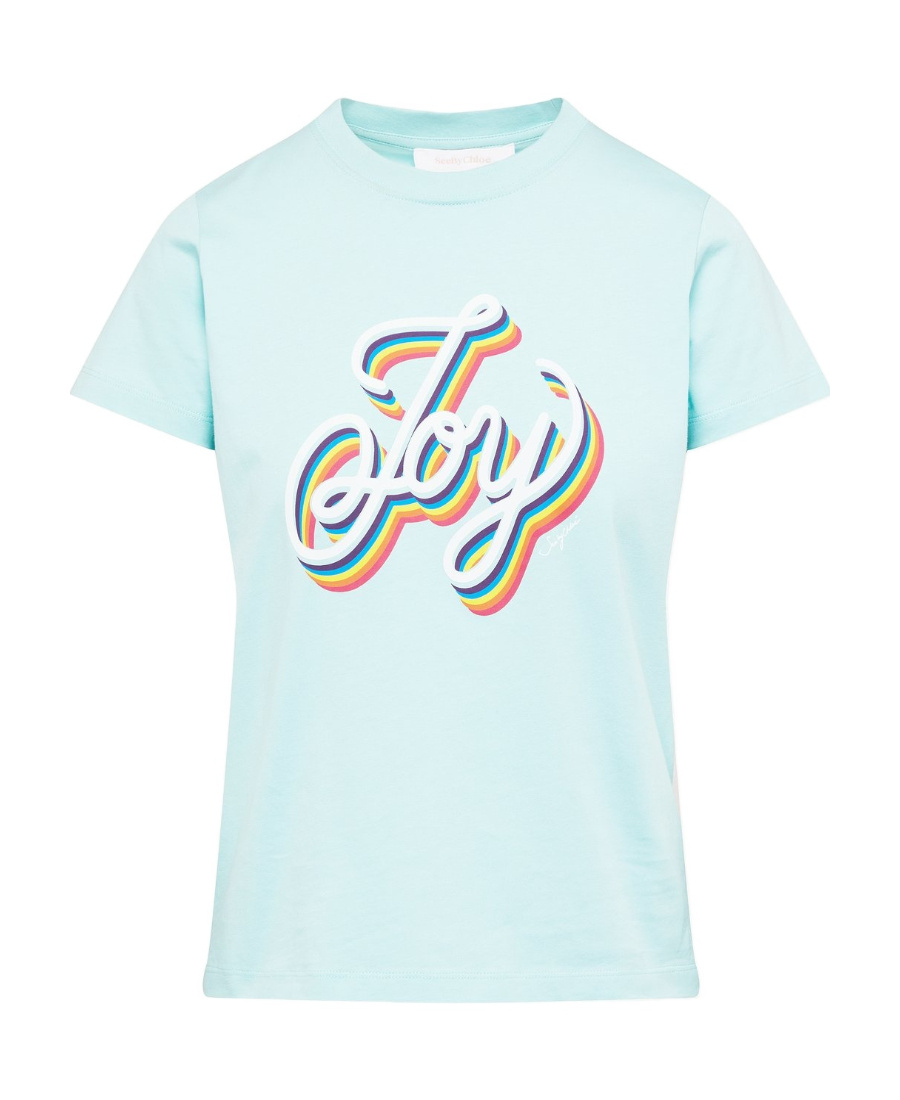 See By Chloé Logo Short Sleeve T-shirt In Blue