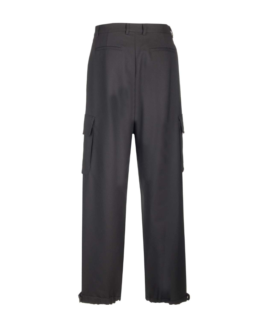 Off-white Wide-leg Wool-blend Trousers In Black