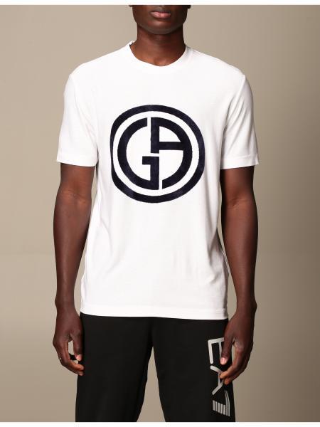 Giorgio Armani Logo Print T-shirt In White