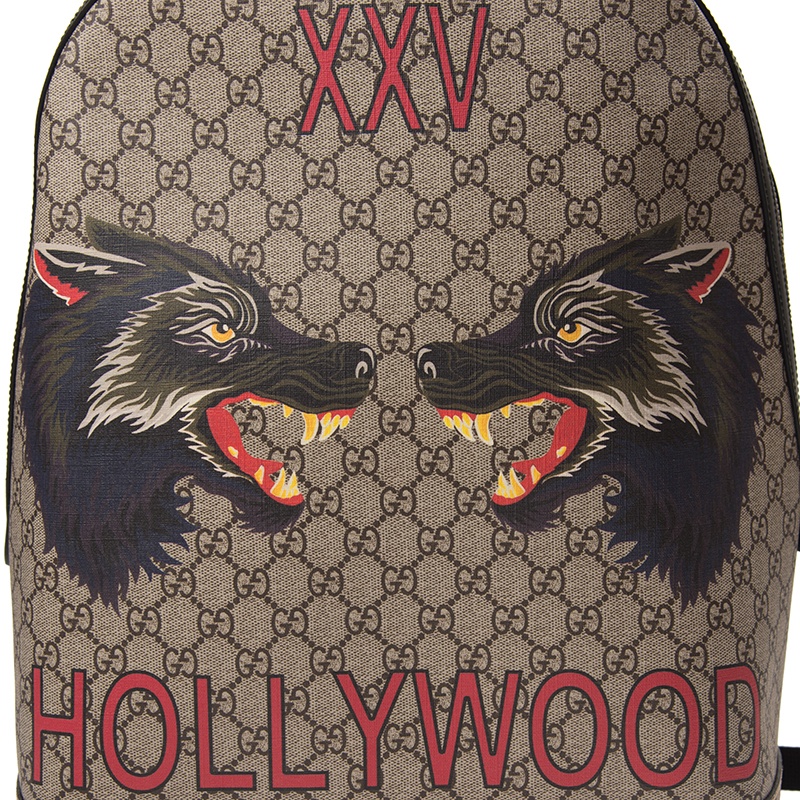 Gucci Wolf Head Printed Backpack In Multicolor