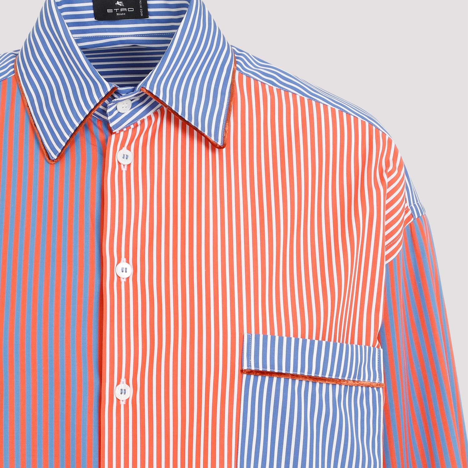 Etro Oversized Striped Cotton Poplin Patchwork-style Shirt In Pink