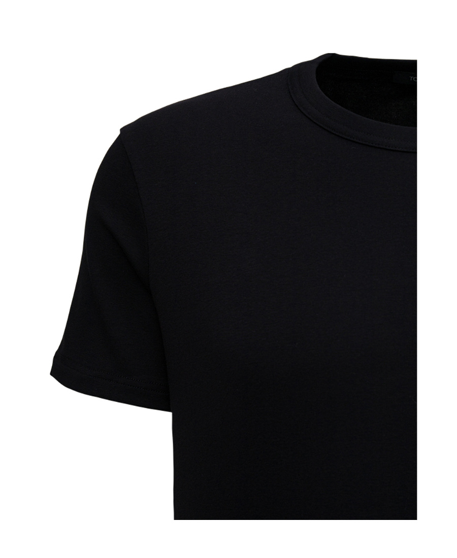 Tom Ford Black Stretch Cotton Crew Neck T-shirt In Black