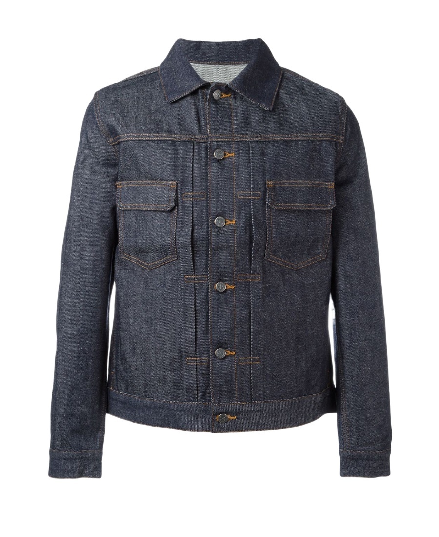 Apc Navy Veste Work Denim Jacket In Black