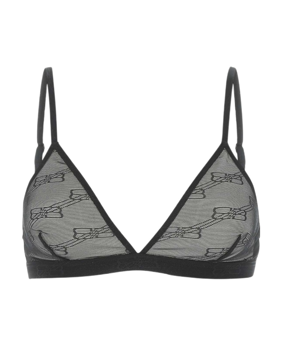 Balenciaga All-over Logo Embellished Triangle Bra In Black