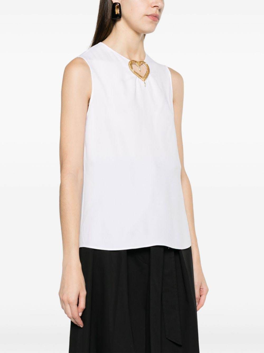 Moschino Sleeve Detail Crepe Top In White