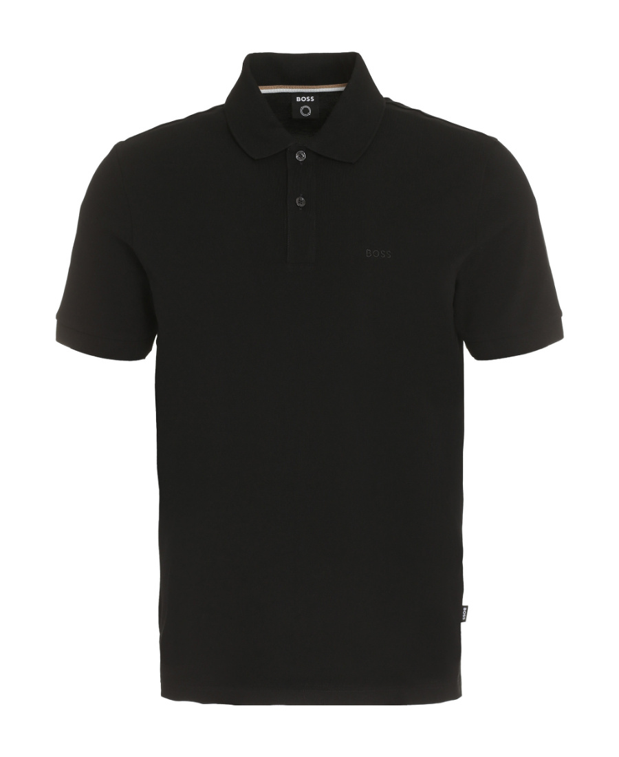 Hugo Boss Paddy Polo Shirt With Drop-needle Stitching In Black