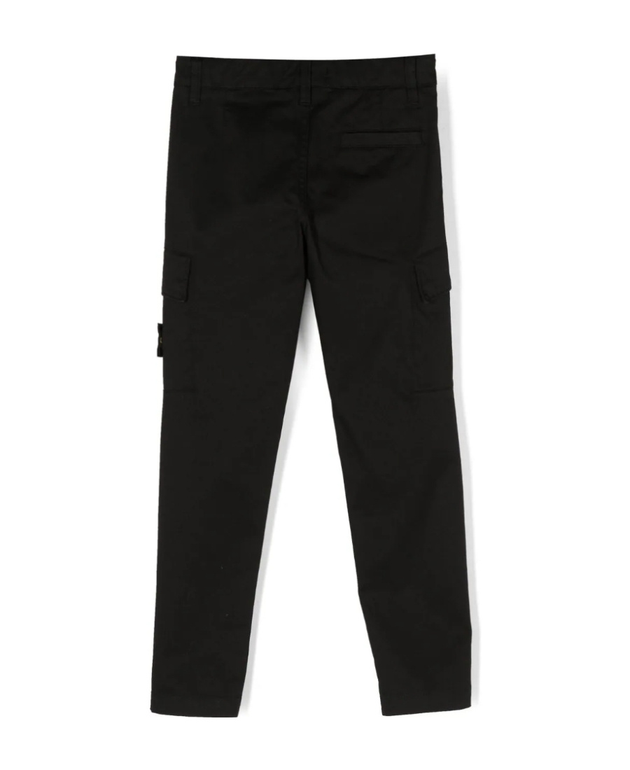 Stone Island Compass-motif Cargo Trousers In Black