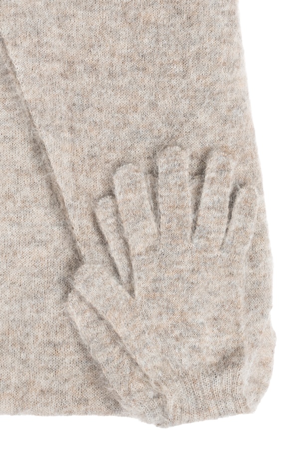 Moschino Rectangular Scarf And Gloves Set In Brown