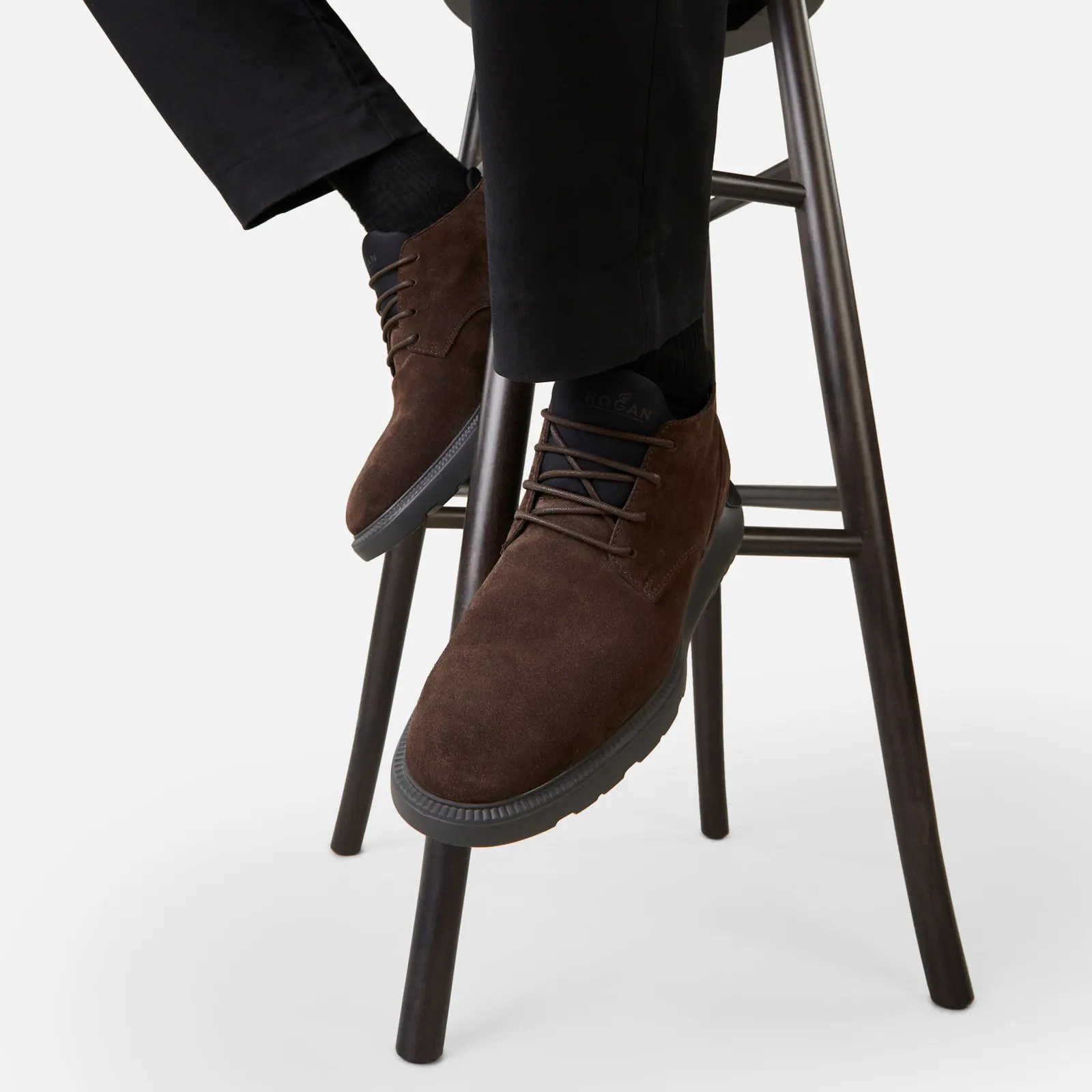 Hogan Lace-up Ankle Boots In Black