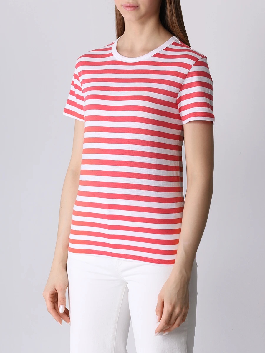 Hugo Boss Striped Short-sleeved T-shirt In Pink