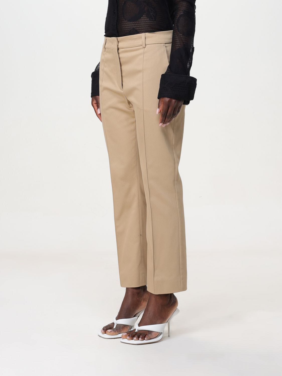 Sportmax Belt Ring Casual Pants In Brown