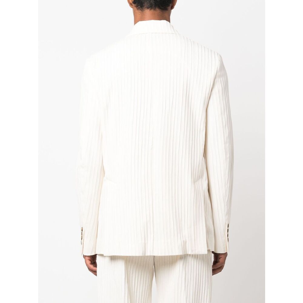 Amiri Striped Double-breasted Blazer In White