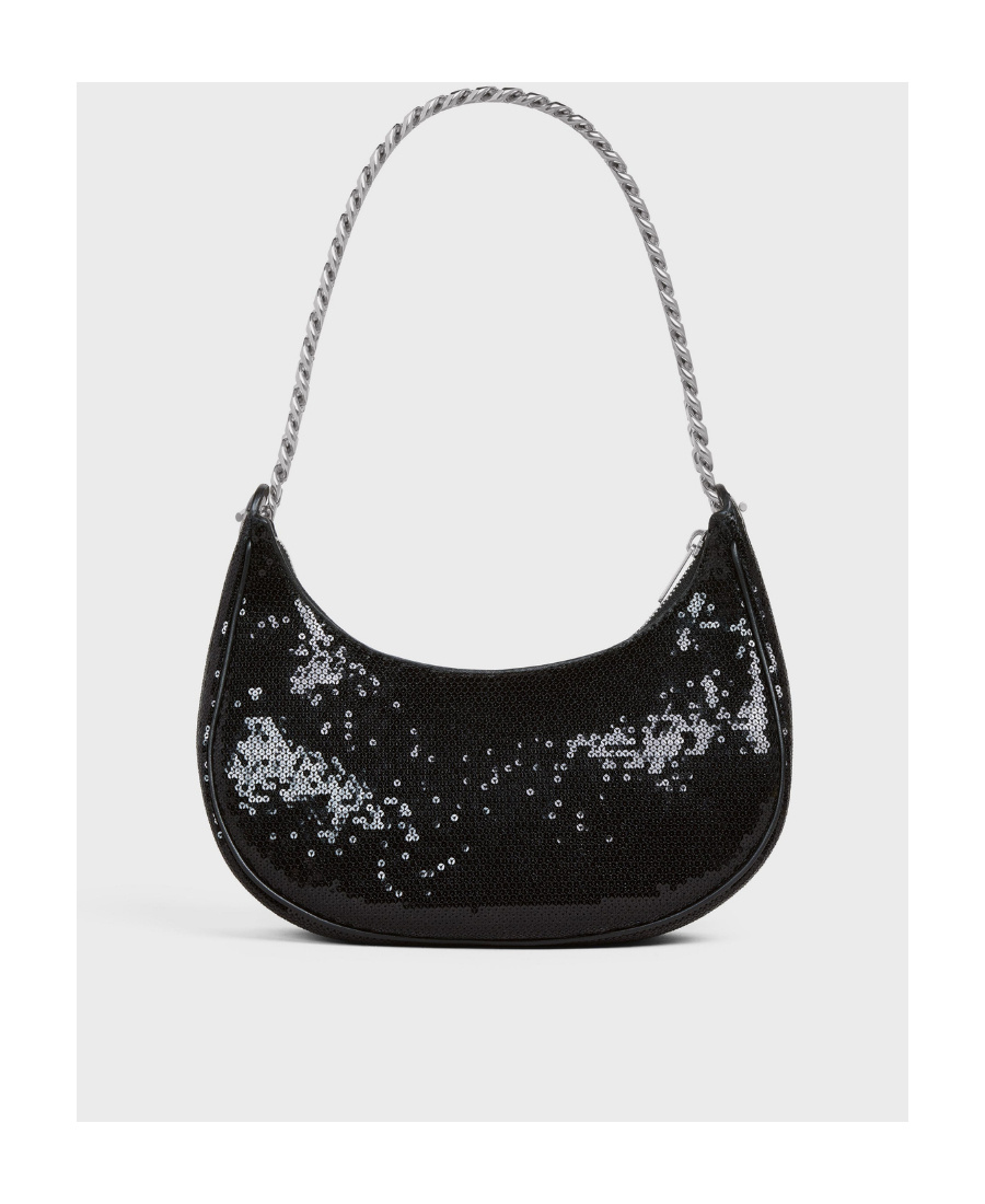 Celine Sequined Medium Size Shoulder Bag In Black
