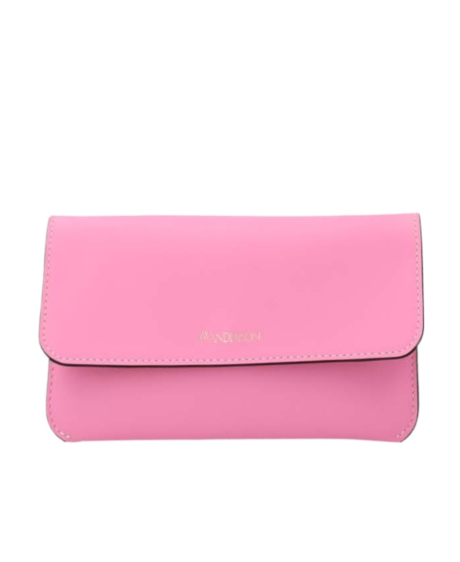 Jw Anderson Logo Printed Foldover Top Shoulder Bag In Pink