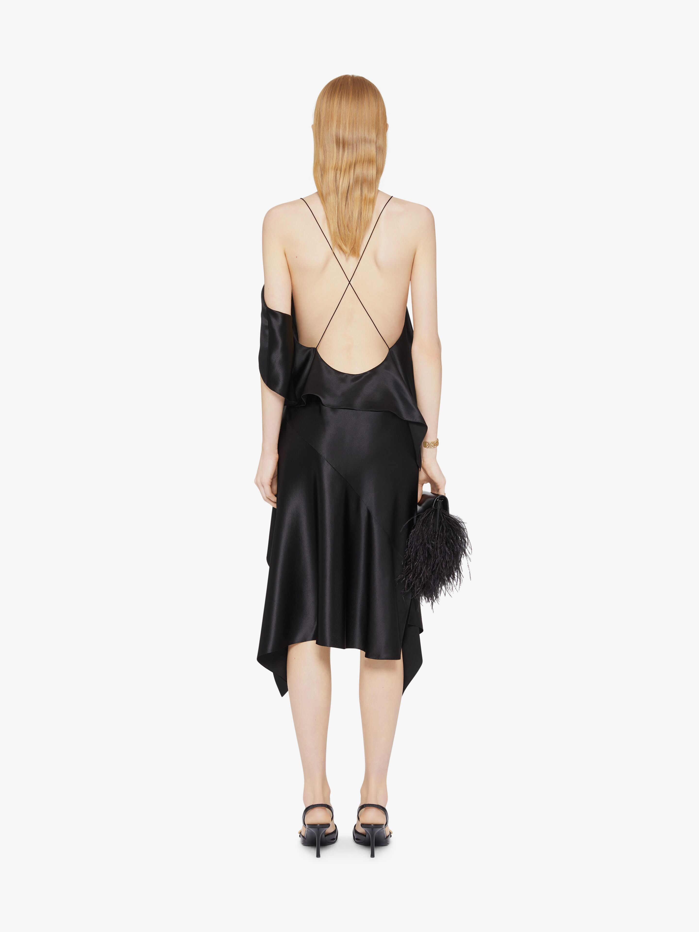 Givenchy Asymmetric Draped Dress In Satin In Black