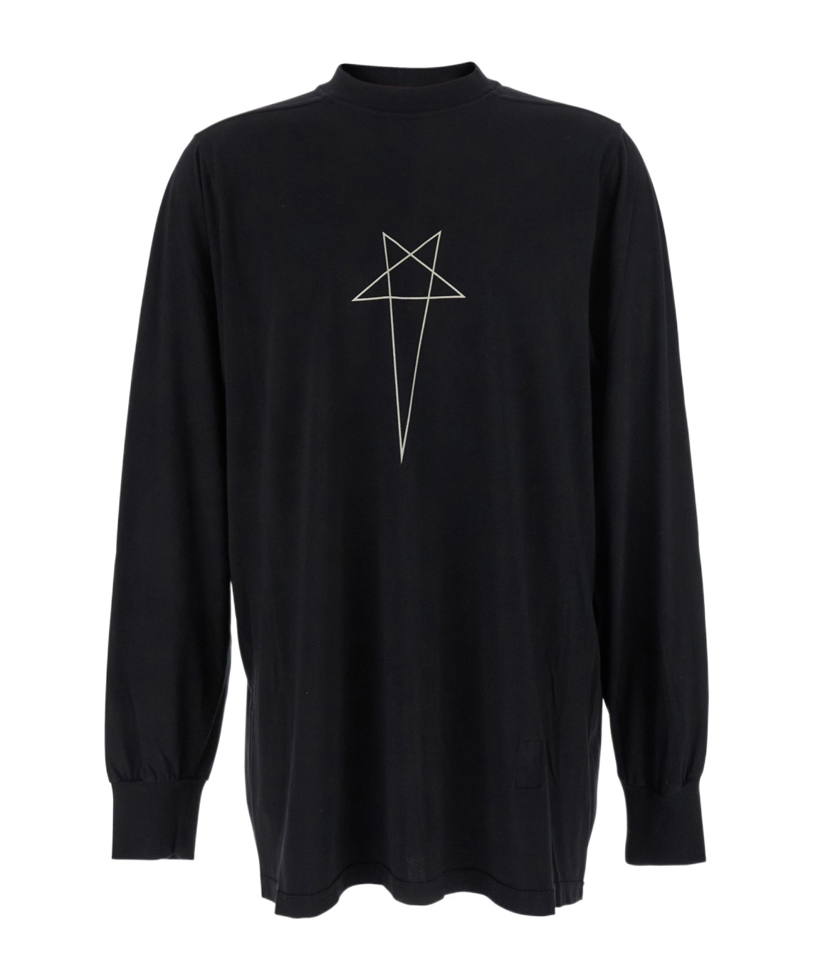 Rick Owens Drkshdw Black Crewneck T-shirt With Logo Print On The Front In Cotton Man In Black