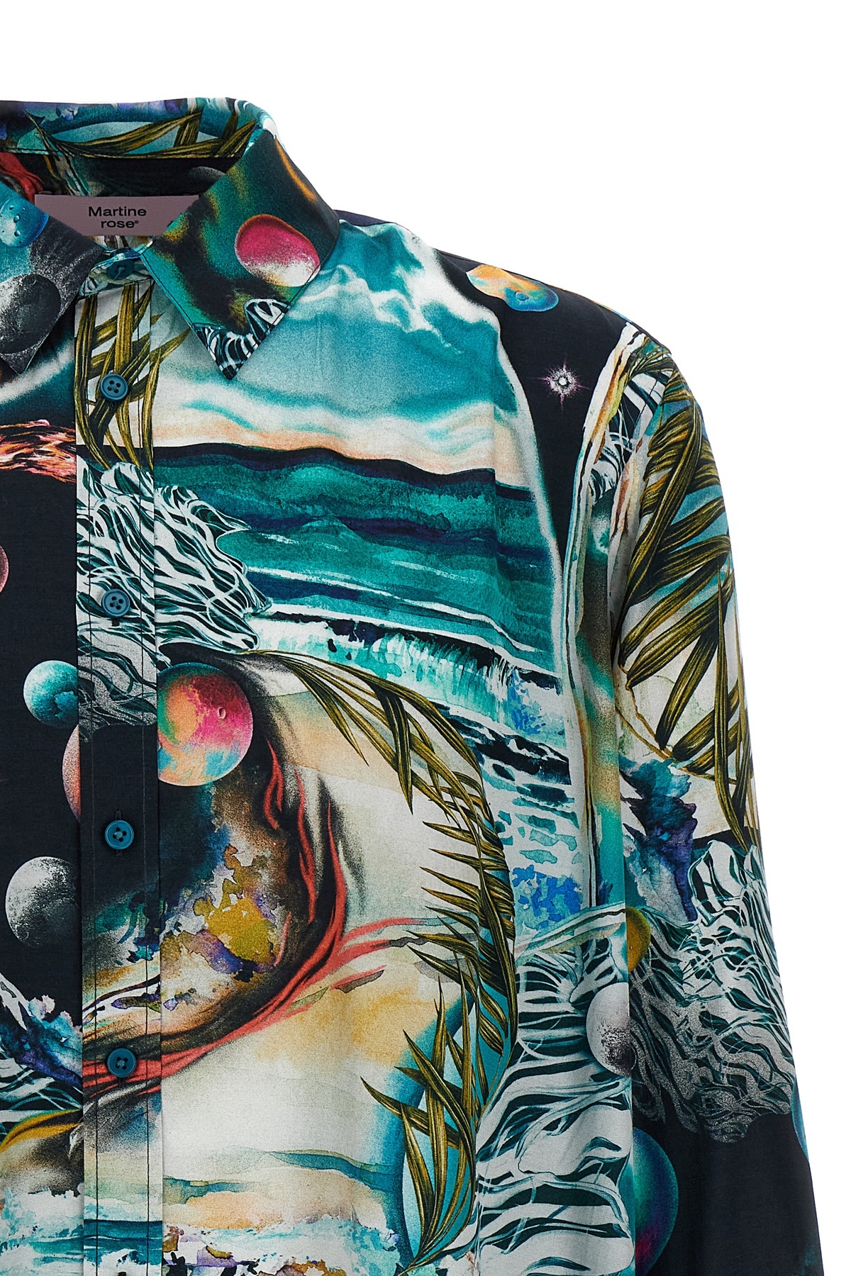 Martine Rose Green Turquoise Space Classic Graphic-print Regular-fit Woven Shirt In Blue