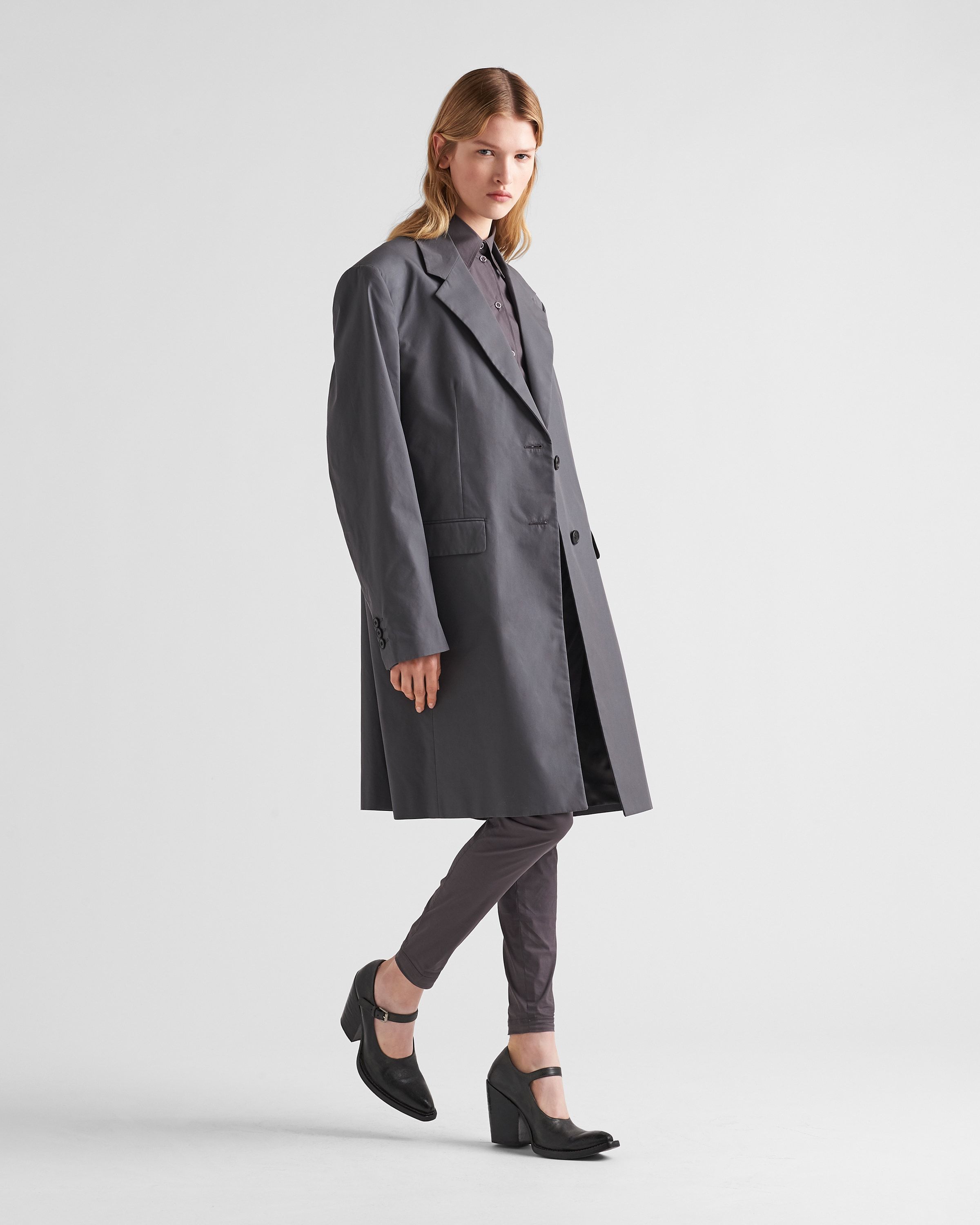 Prada Single-breasted Coat In Gray