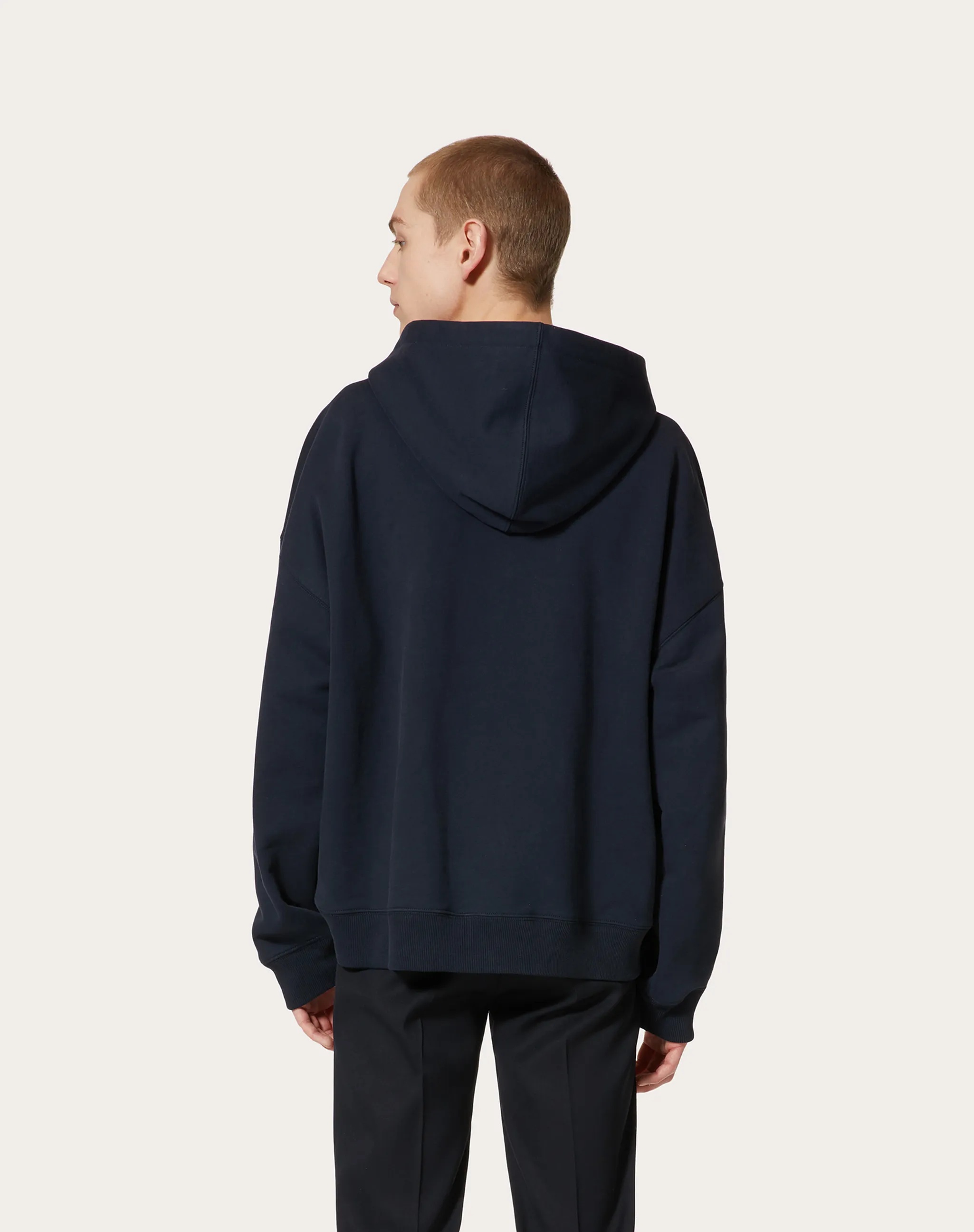 Valentino Embroidered Logo-patch Hoodie In Black