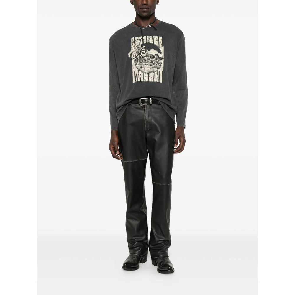 Isabel Marant Graphic-print Long-sleeve T-shirt In Gray