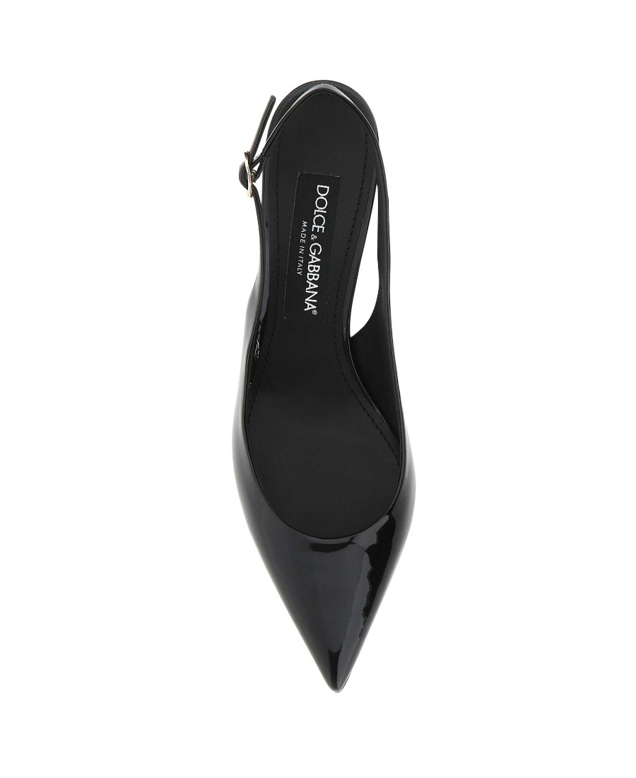 Dolce & Gabbana Tortoiseshell-print Patent Leather Slingbacks In Black