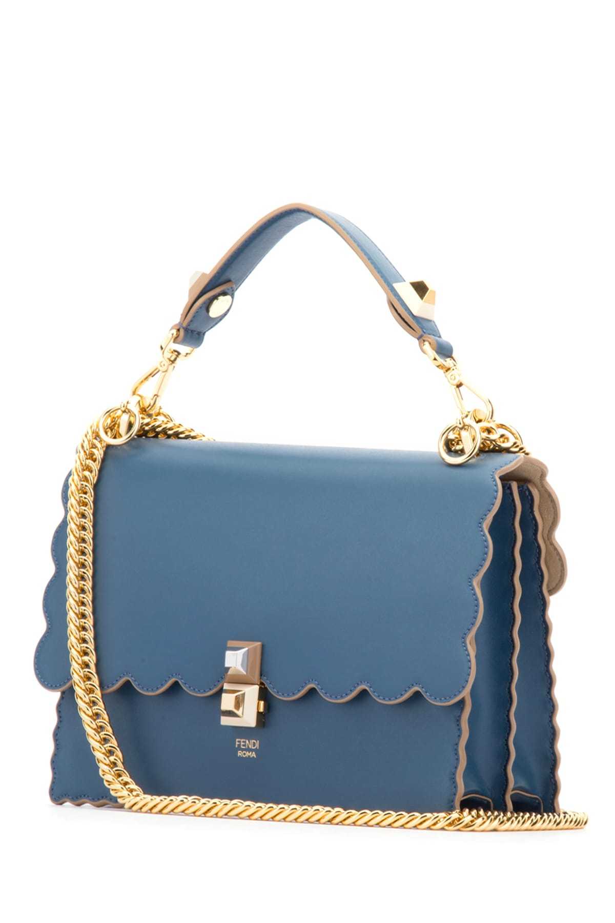 Fendi Kan I Scallop-edged Handbag In Blue