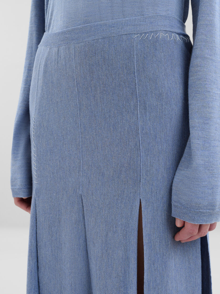 Marni Slit-detail Fine-knit Midi Skirt In Blue