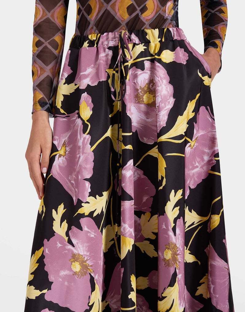 La Doublej Floral Faille Midi Skirt In Pink
