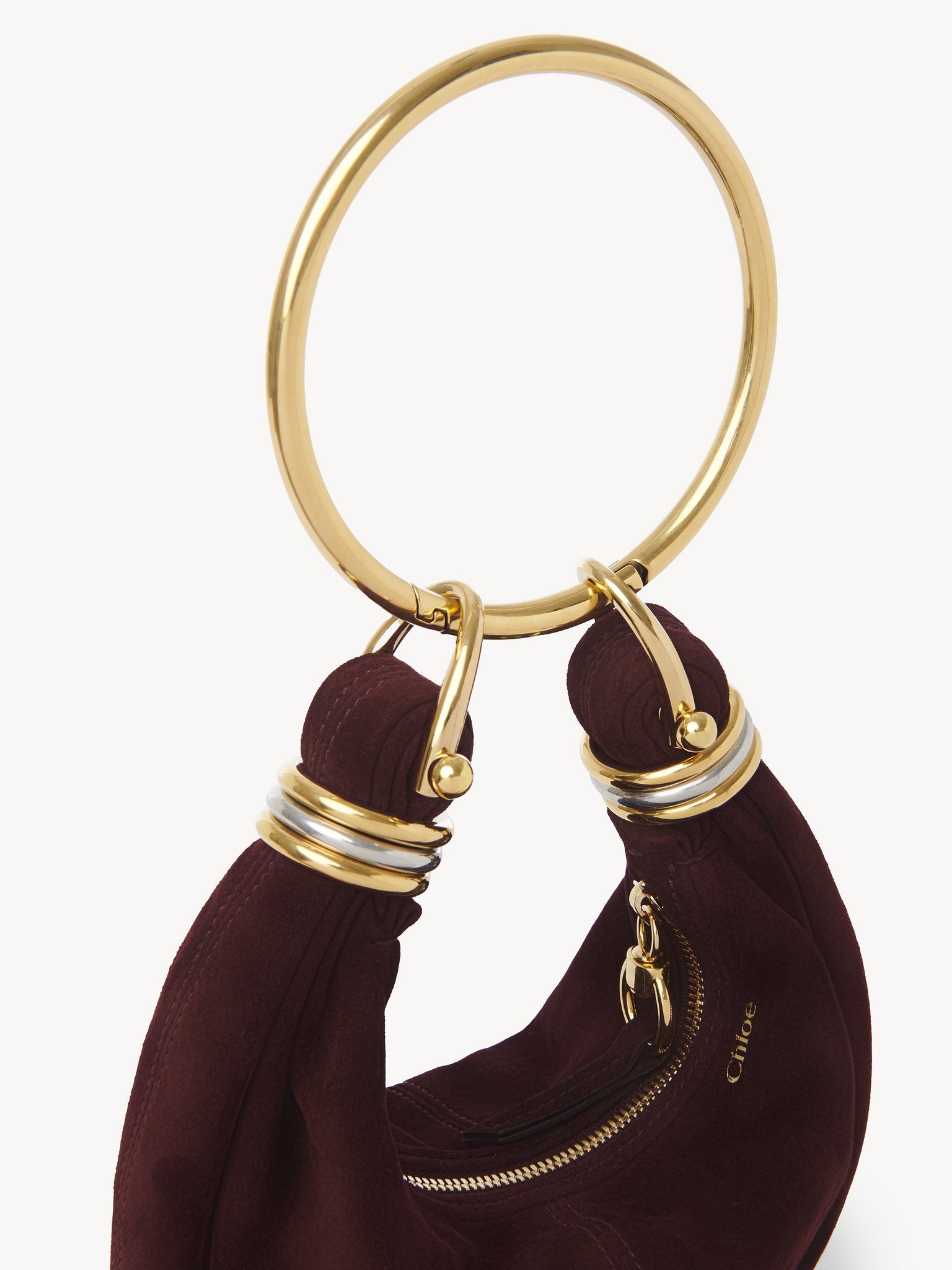 Chloé Mini Bracelet Hobo Bag In Suede Leather In Brown