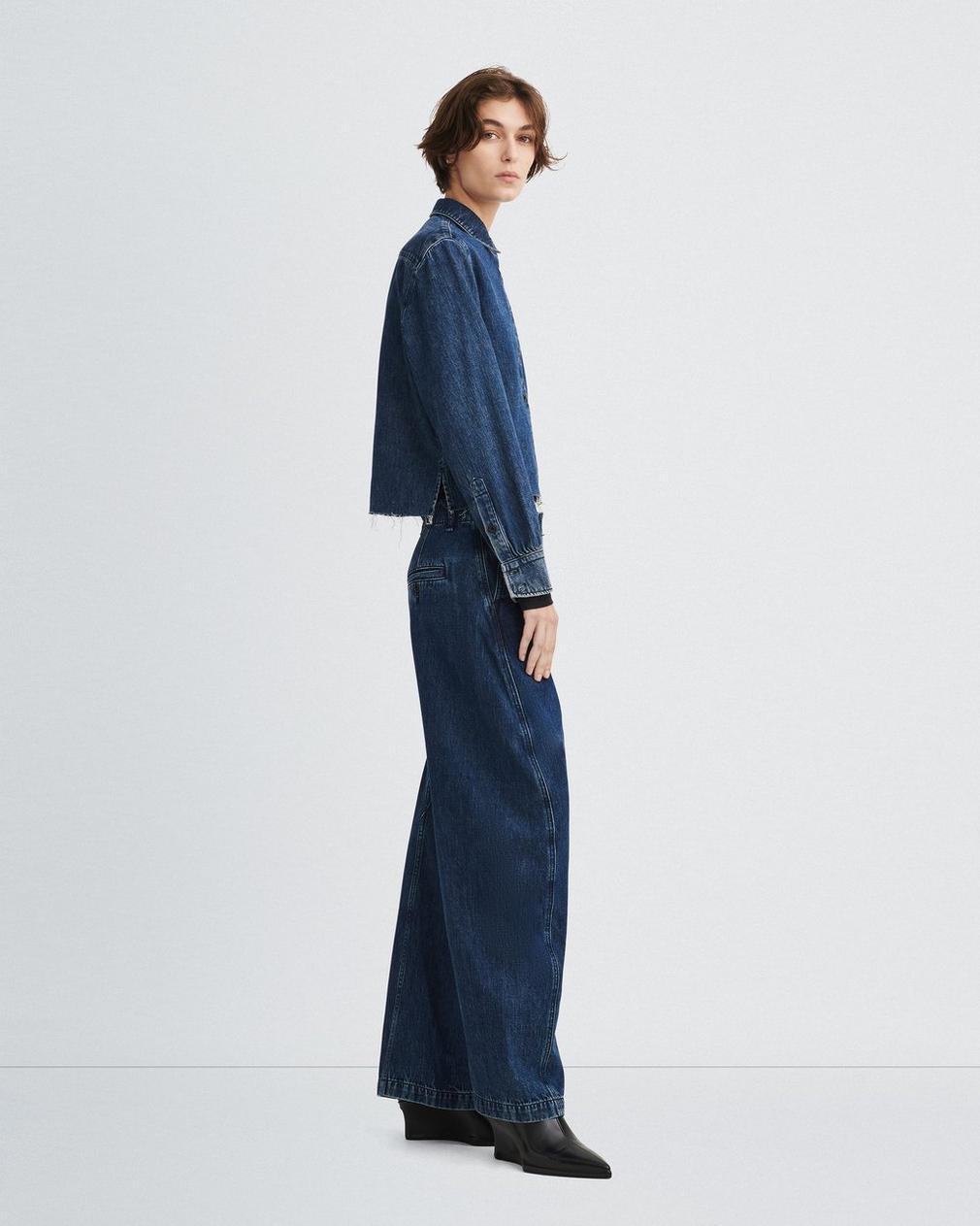 Shop Rag & Bone Maxine Cropped Denim Shirt In Blue