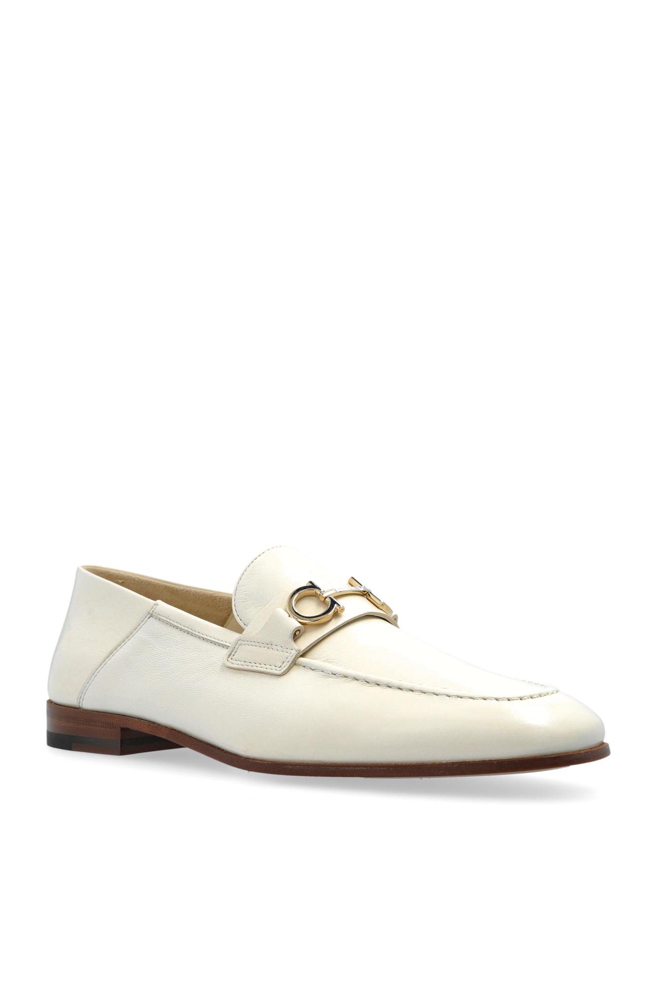 Ferragamo Biarritz Gancini Leather Loafers In White