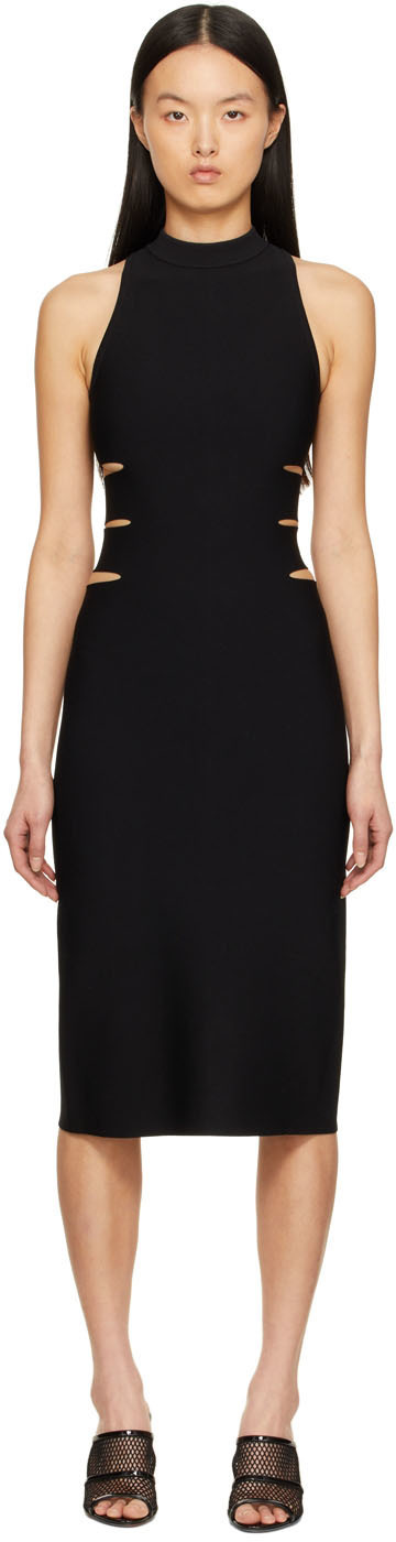 Alaïa A Hollow-out Medium-length Dress Hanging From The Neck In Black