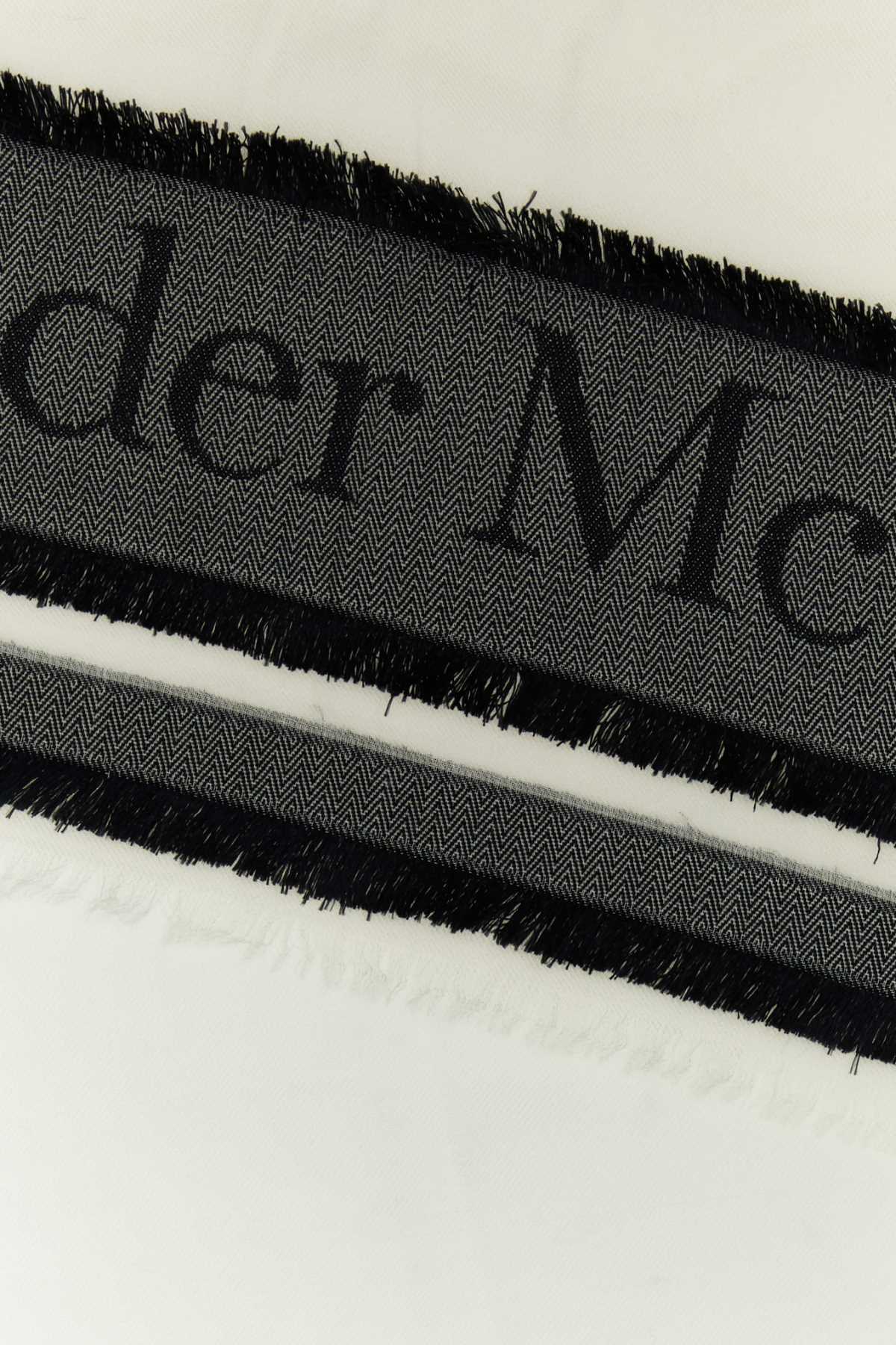 Alexander Mcqueen Women Ivory Wool Blend Foulard In Black