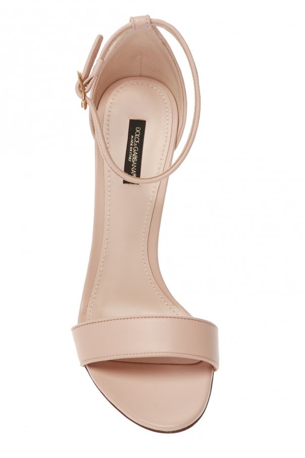 Dolce & Gabbana Logo Open-toed High-heeled Sandals In Nude