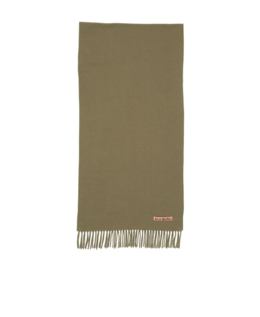 Acne Studios Logo-appliqué Wool Scarf In Brown