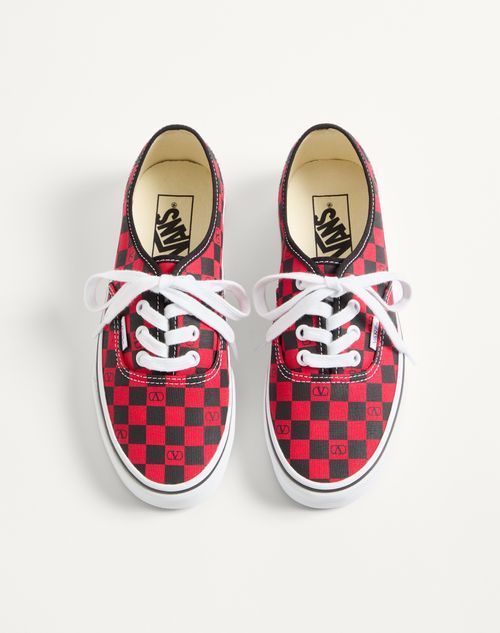 Valentino Garavani And Vans Low-top Trainer In Fabric With Vlogo Checkerboard Print In White