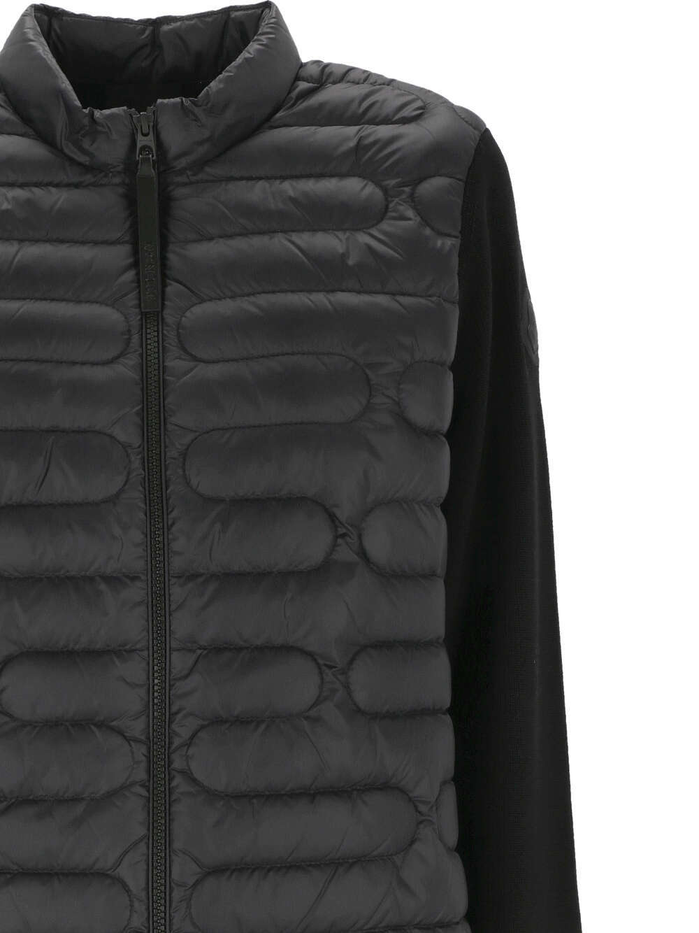 Moncler Logo-patch Quilted-panel Jacket In Black