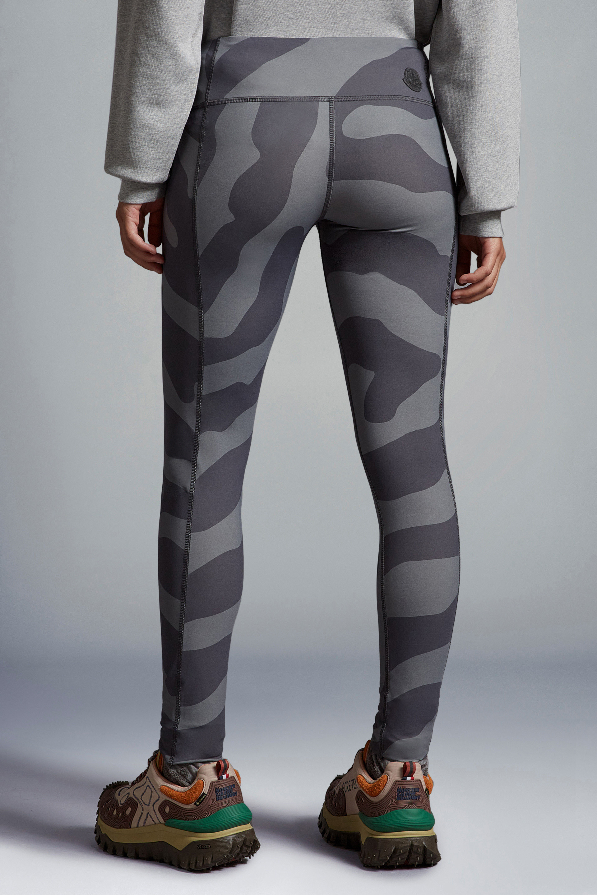 Moncler Printed Leggings Gray In Gray