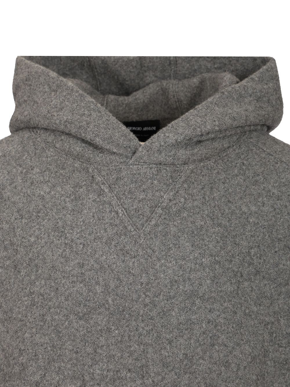 Giorgio Armani Hooded Knitted Sweatshirt In Gray