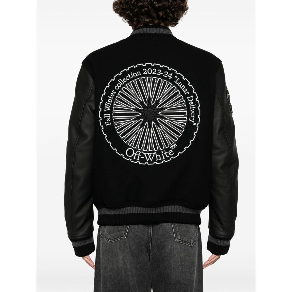 Off-white Moon Embroidered Bomber Jacket In Black