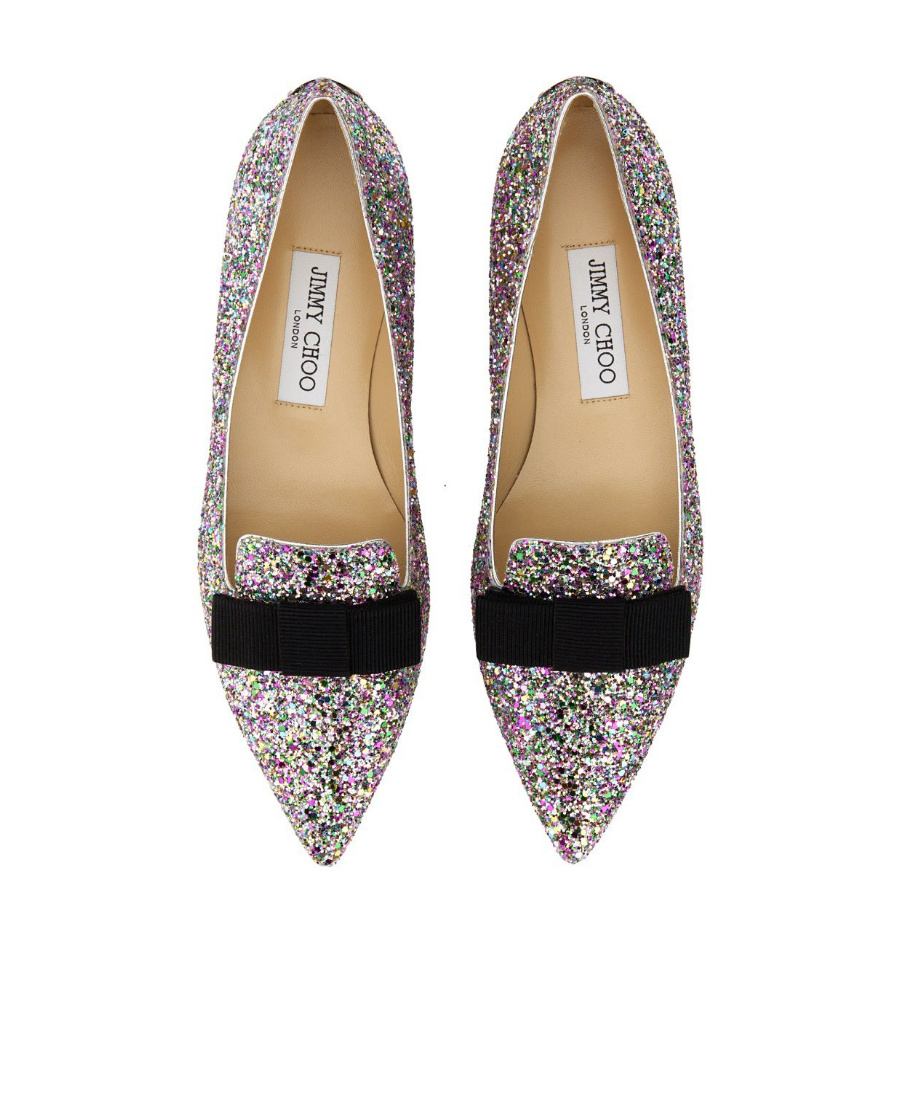 Jimmy Choo Gala Glitter Ballerina Shoes In Gray