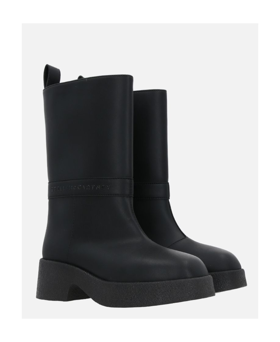 Stella Mccartney Logo Lettering Pull-on Ankle Boots In Black