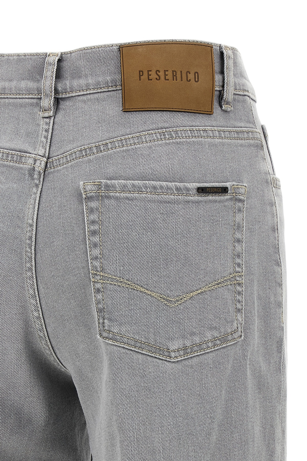 Peserico Stretch Denim Trousers With Back Patch Pocket In Gray