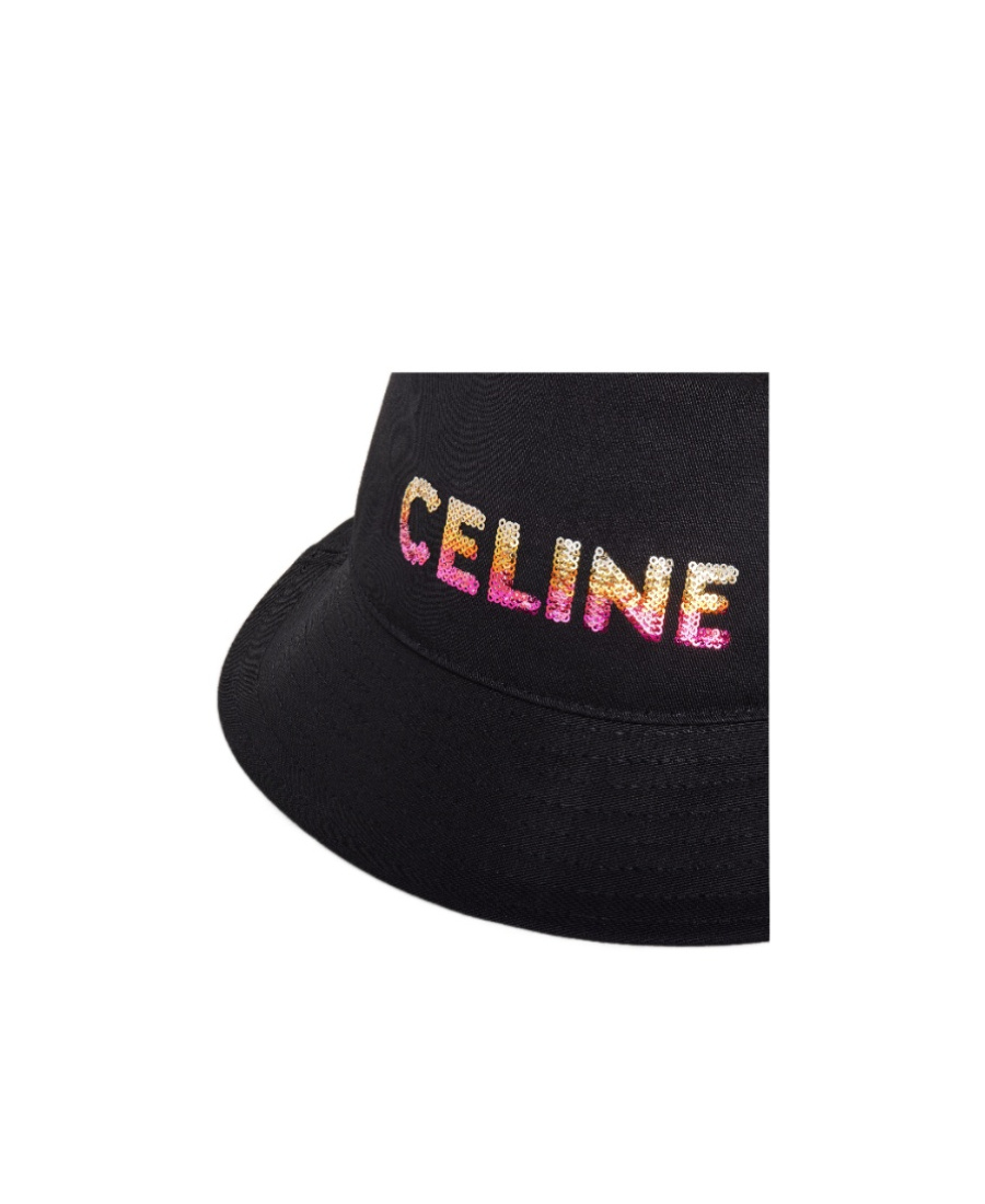 Celine Embroidered Bucket Hat In Cotton Gabardine In Black