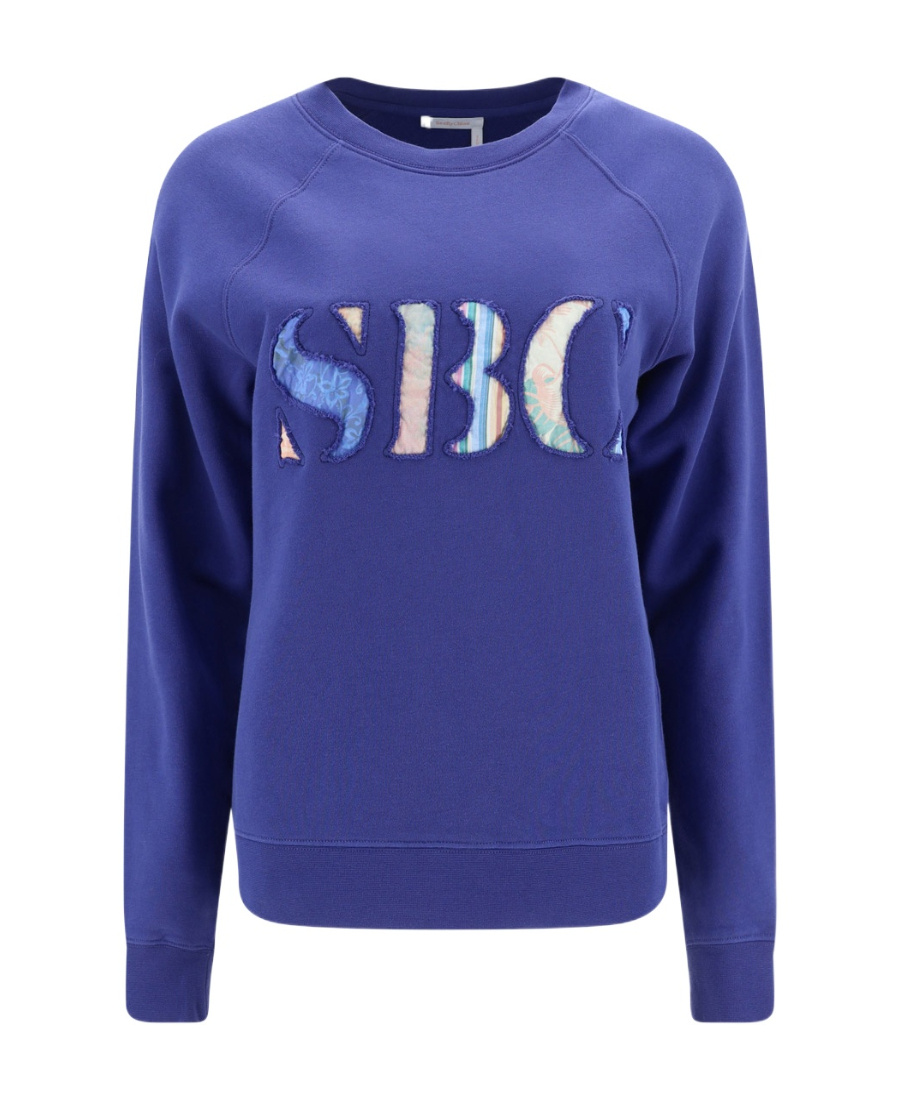 See By Chloé Logo Round-necked Sweater In Blue