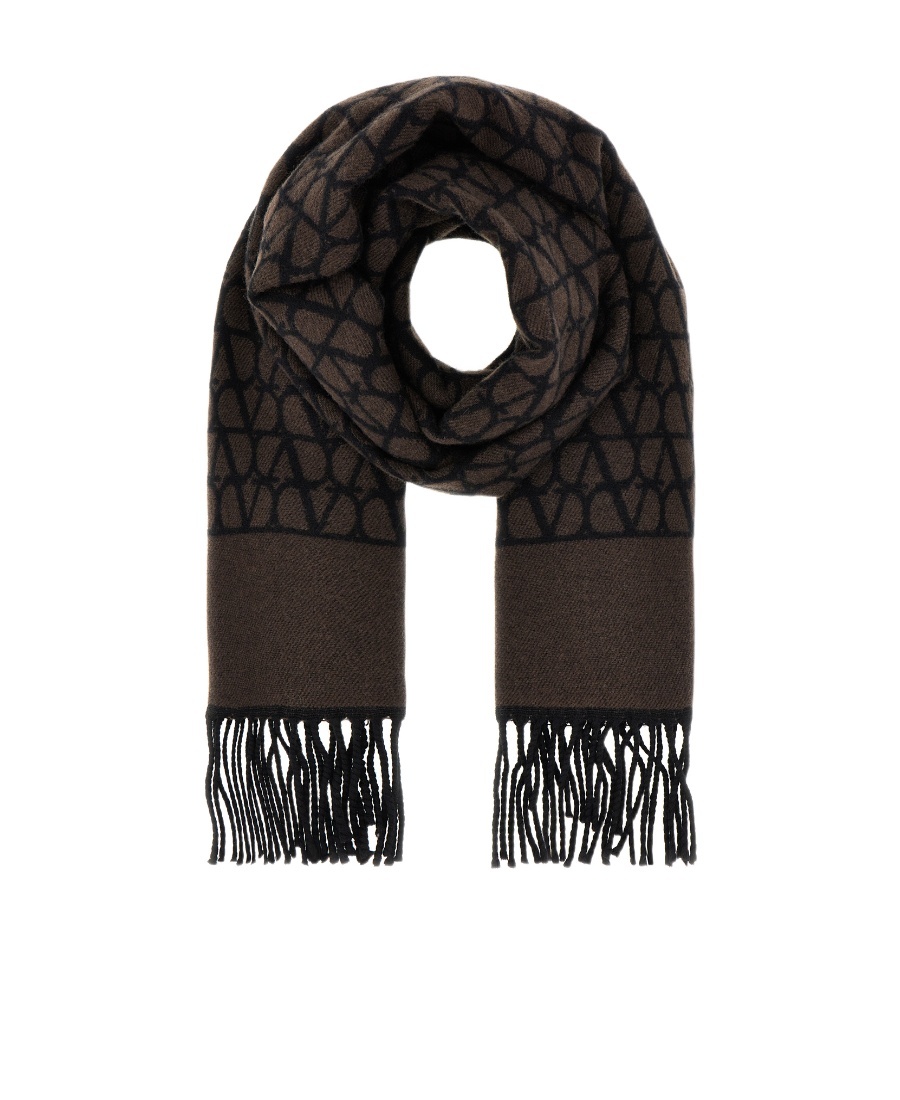 Valentino Toile Iconographe Wool-blend Scarf In Black