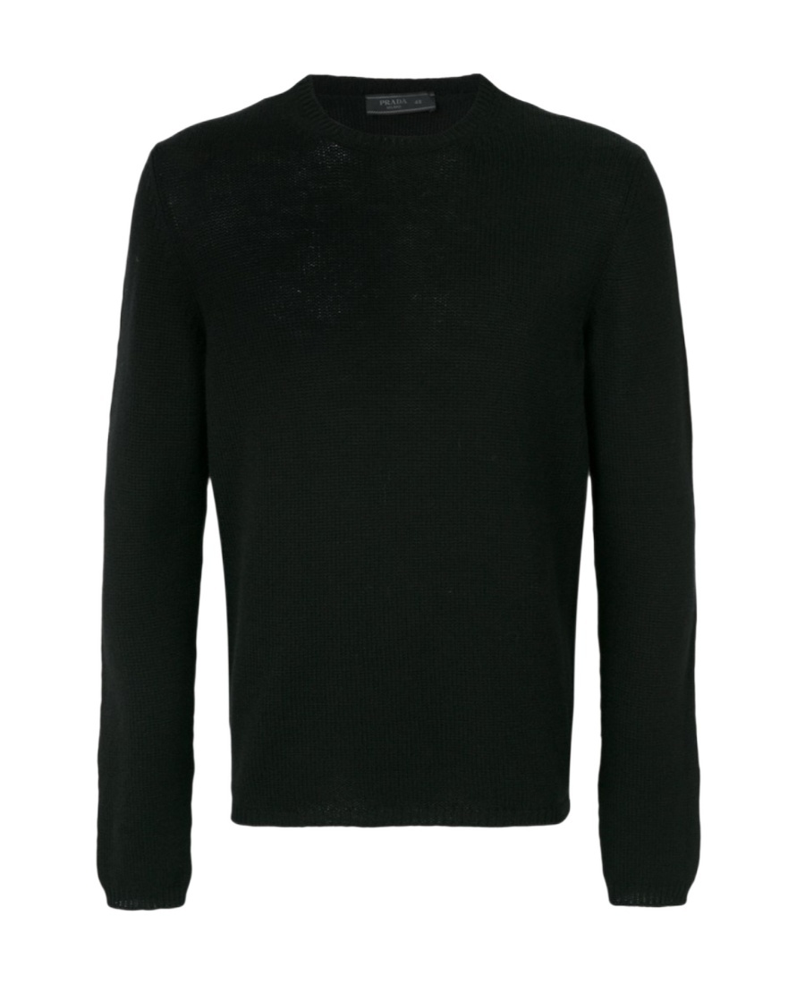 Prada Mens Black Crewneck Regular-fit Cashmere Jumper In Black
