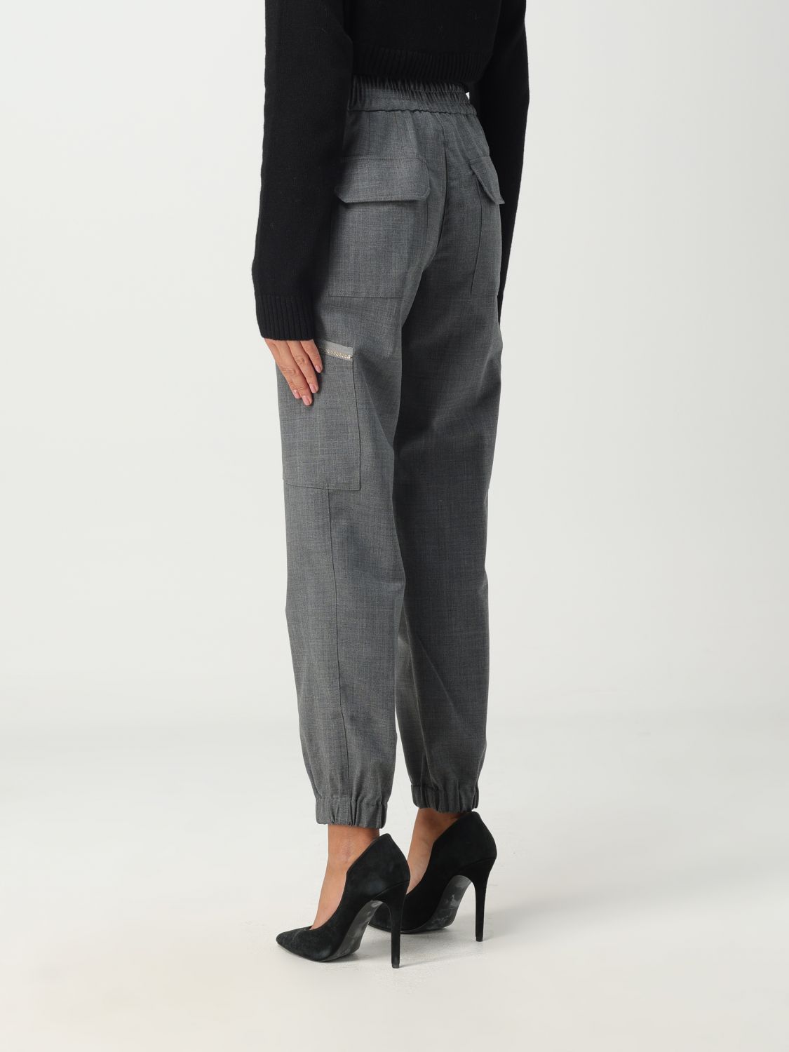 Semicouture Drawstring Casual Pants In Gray