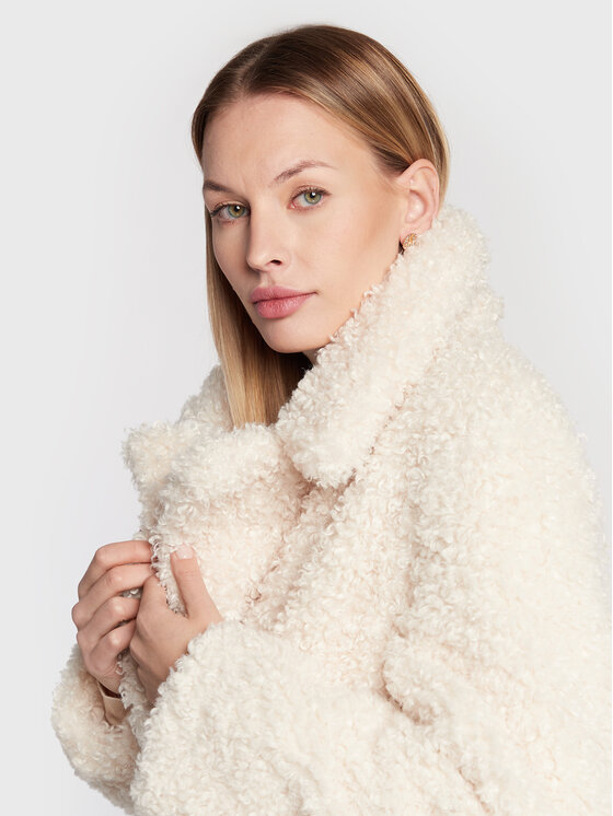 Pinko Corinne Belted Faux-fur Coat In Brown