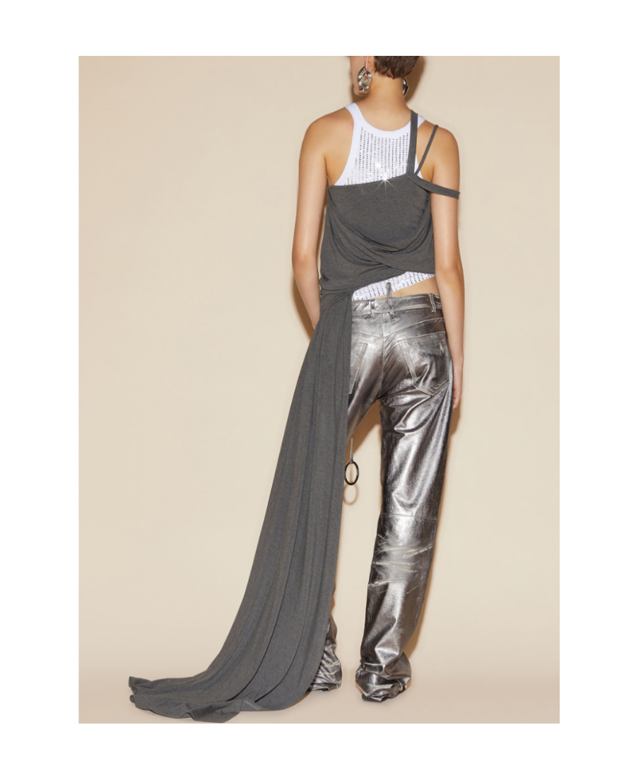 Attico Straight Casual Pants In White